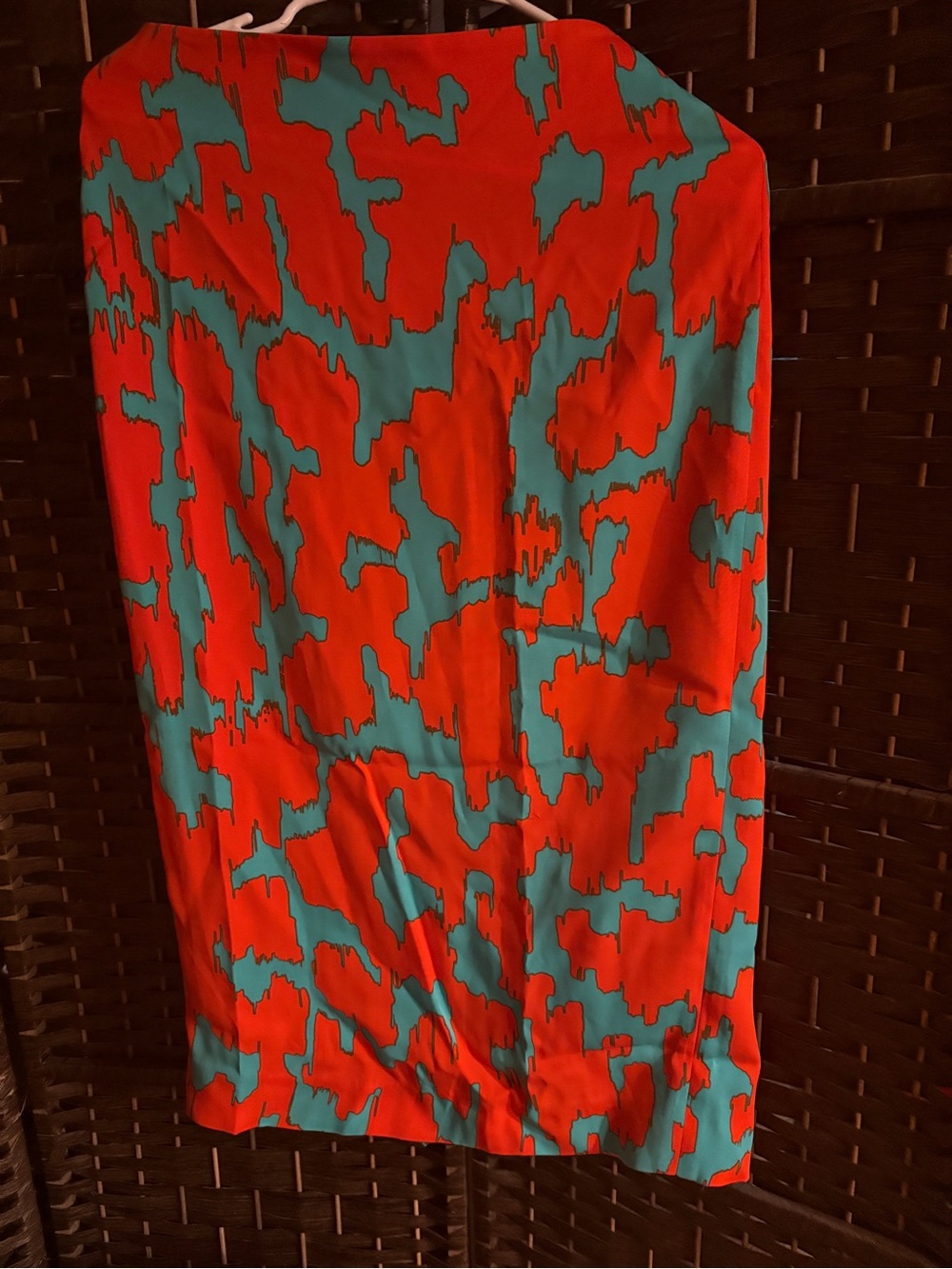 Diane Von Furstenberg Orange & Teal Abstract Pencil Skirt
